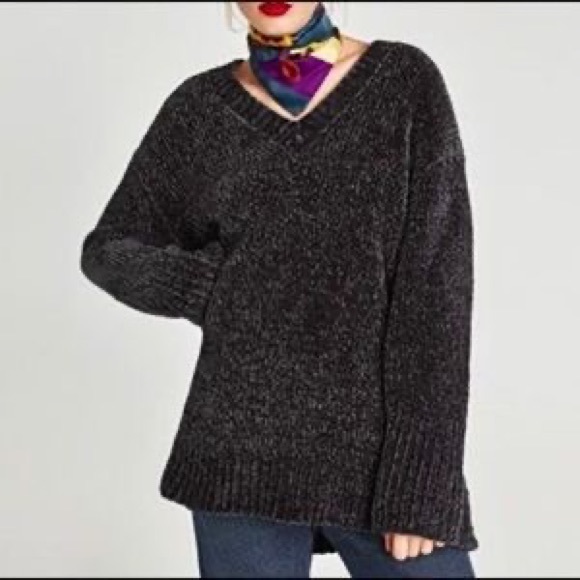 Zara Sweaters Zara Chenille Knit Sweater V Neck Poshmark